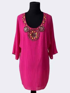 Tibi Pink Embellished Scoop Neck  Coverup Size 4